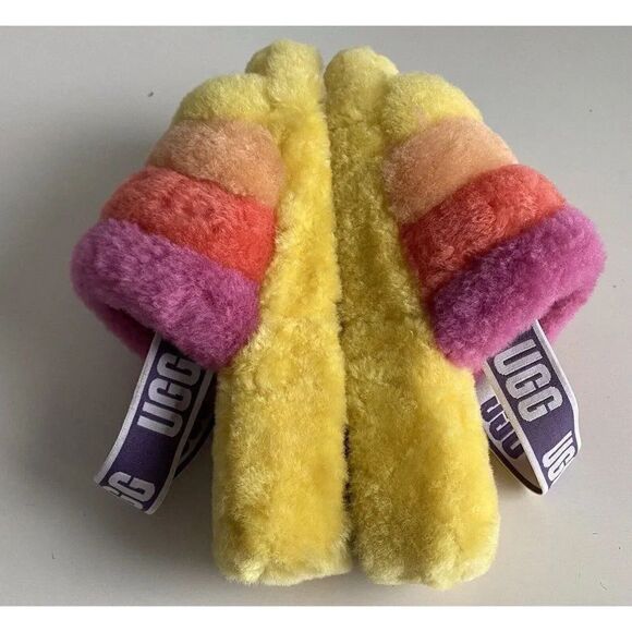 UGG Fluff Yeah Women’s Sz 7 Slipper Slides Yellow Orange Pink 1097169 NEW - Picture 9 of 10